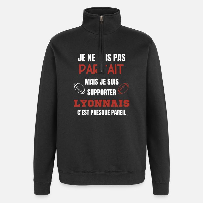 Supporter Rugby Lyonnais Humour - Sweat à zip 1/4 - noir