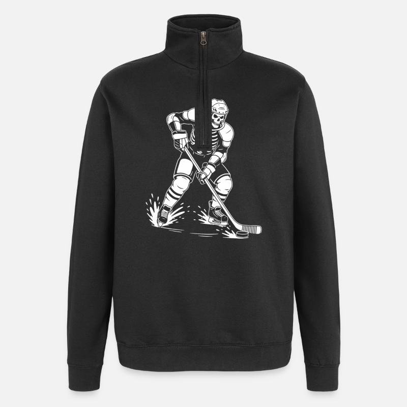 Le skeleton joue au hockey - Sweat à zip 1/4 - noir