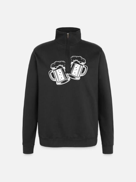 Bierglas Bier Anstossen - Quarter-Zip-Sweatshirt - Schwarz