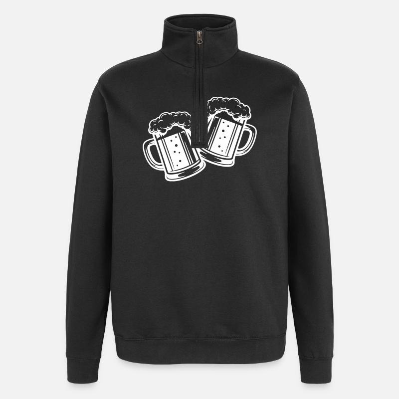 Beer Glass Beer Toast - Quarter-Zip Sweatshirt - black