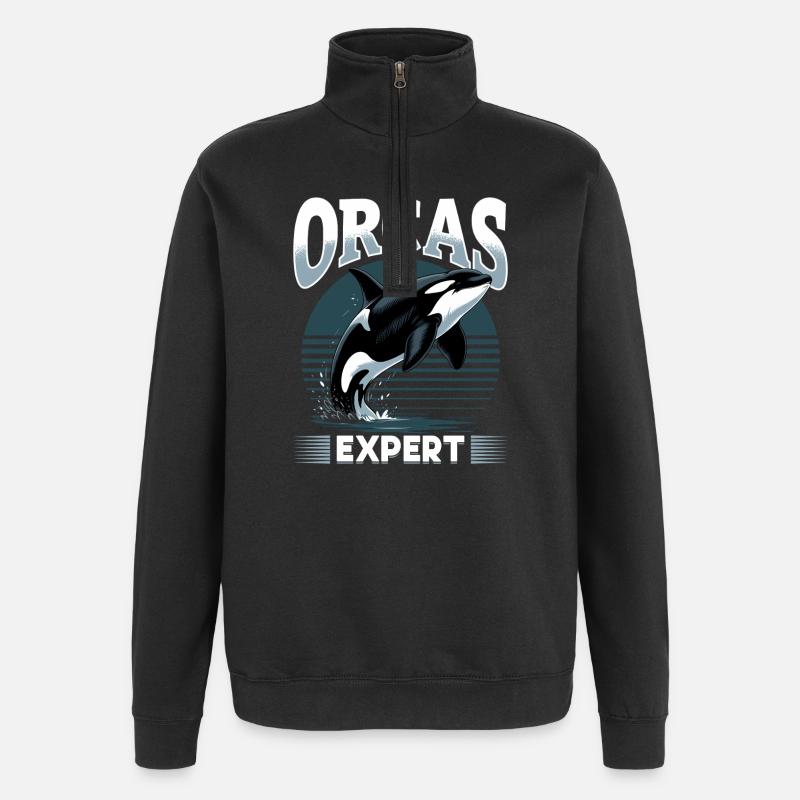 Orca drôle - Sweat à zip 1/4 - noir