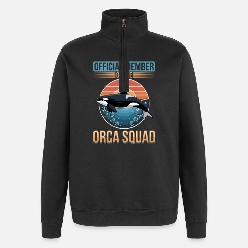 Orca drôle - Sweat à zip 1/4 - noir