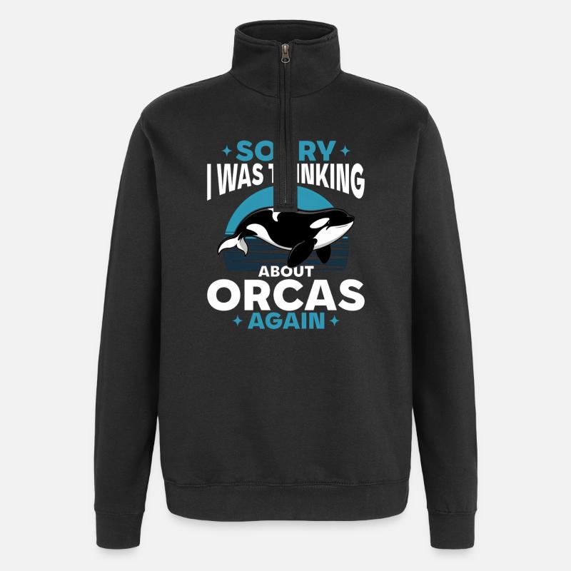 Orca drôle - Sweat à zip 1/4 - noir