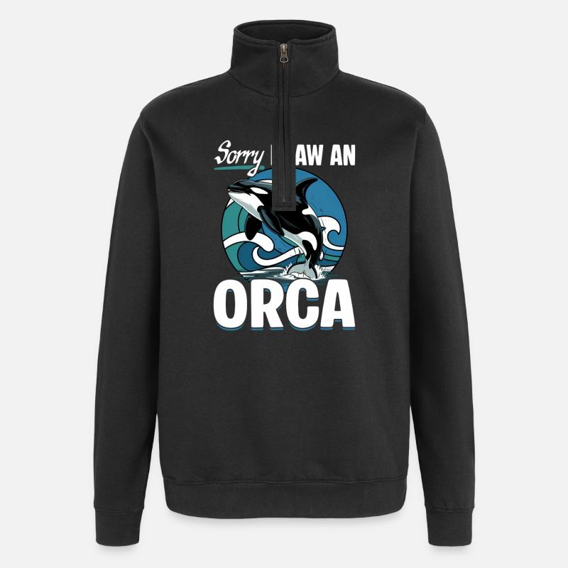 Orca drôle - Sweat à zip 1/4 - noir
