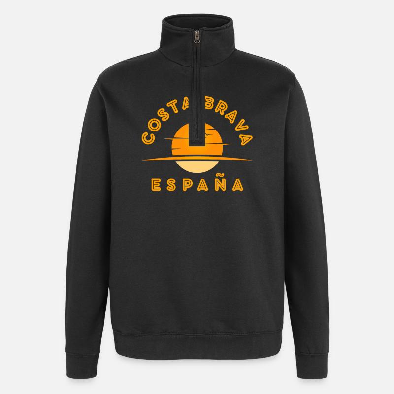 Costa Brava España Sonnenuntergangslogo - Quarter-Zip-Sweatshirt - Schwarz