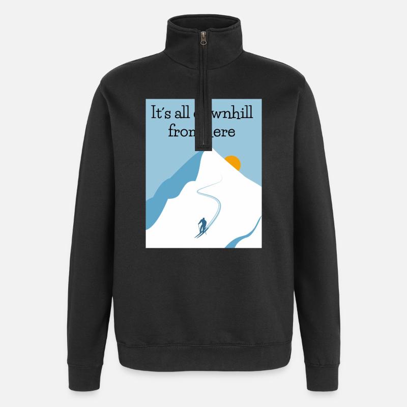 Bergab von hier - Quarter-Zip-Sweatshirt - Schwarz