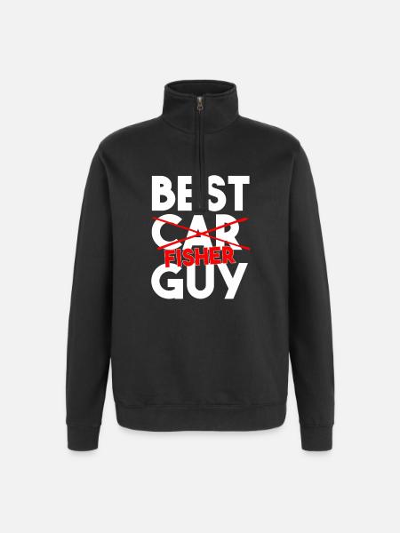 Best Fisher Guy Funny Angling Slogan - Quarter-Zip Sweatshirt - black