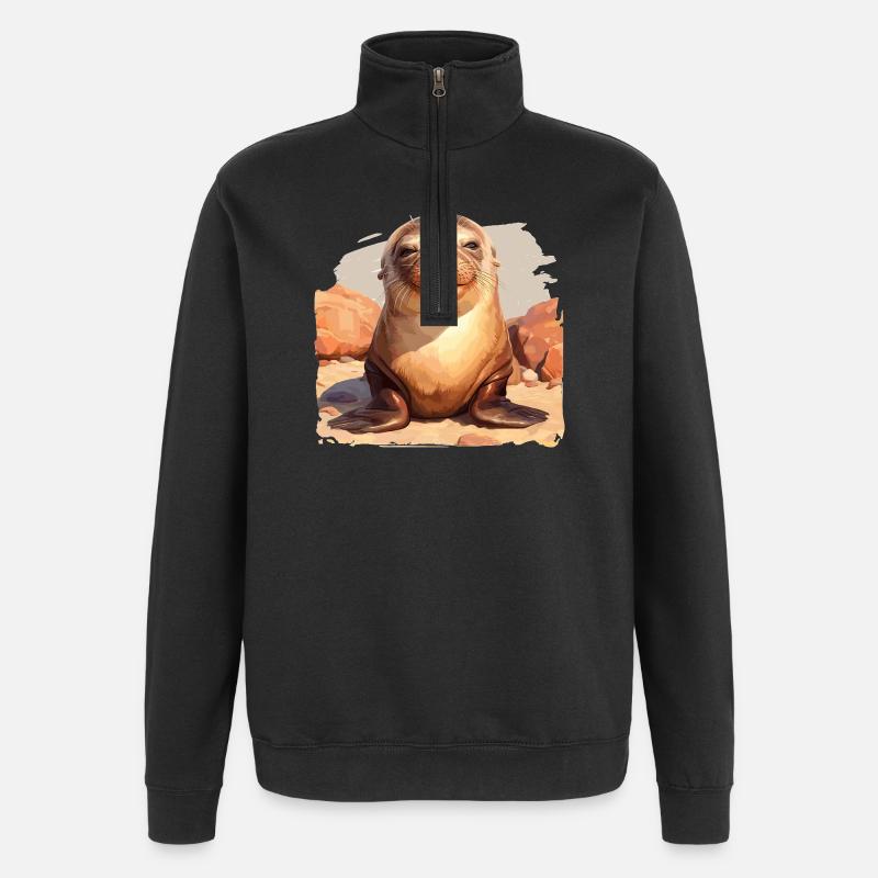Søløver Søløve - Sweatshirt med 1/4 lynlås - sort