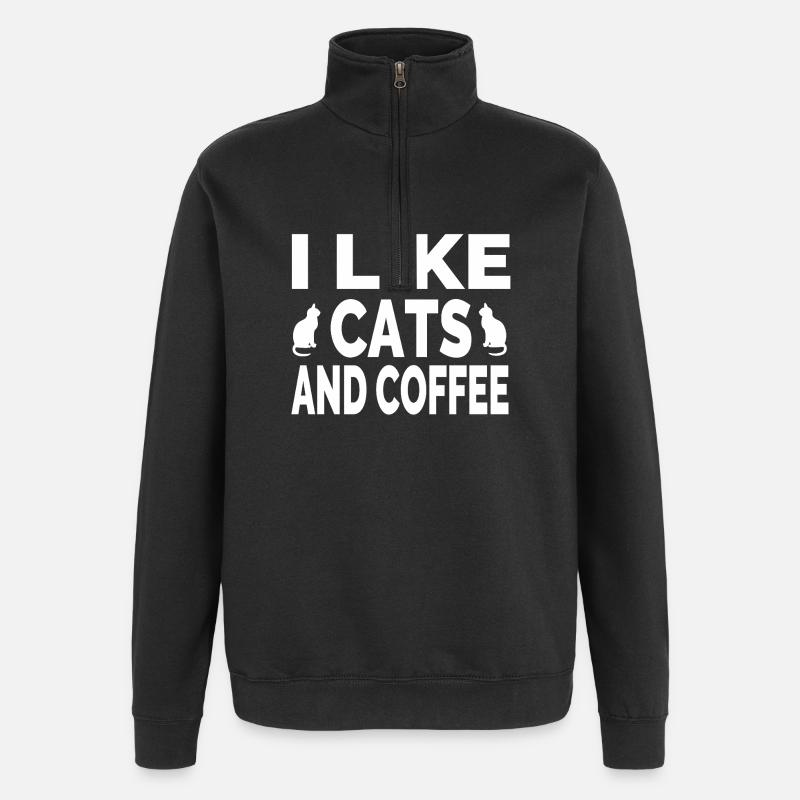 Katzen - Quarter-Zip-Sweatshirt - Schwarz
