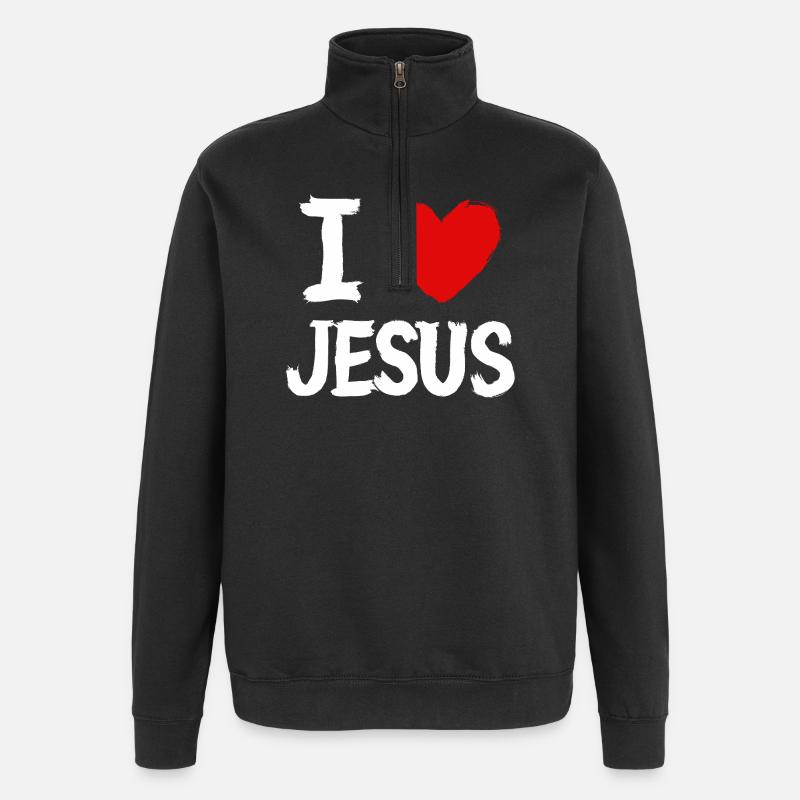 J’aime Jésus - Sweat à zip 1/4 - noir