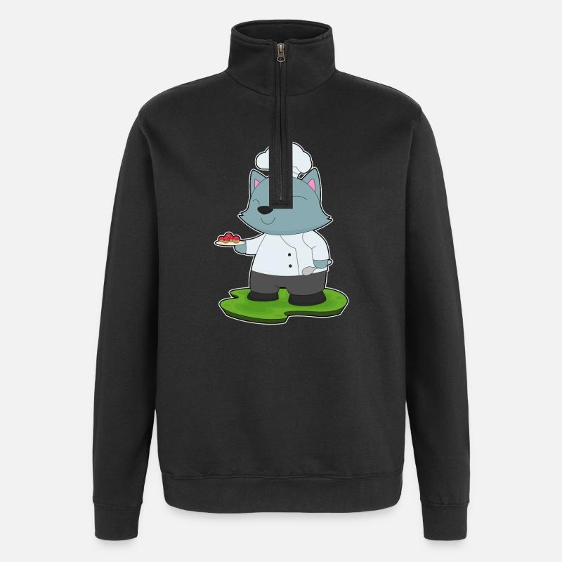 Cat Chef Pastry Cooking - Quarter-Zip Sweatshirt - black