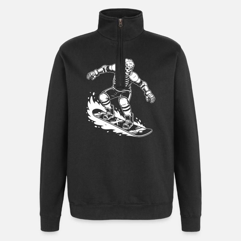 Skeleton on Snowboard Wave Rider - Quarter-Zip Sweatshirt - black