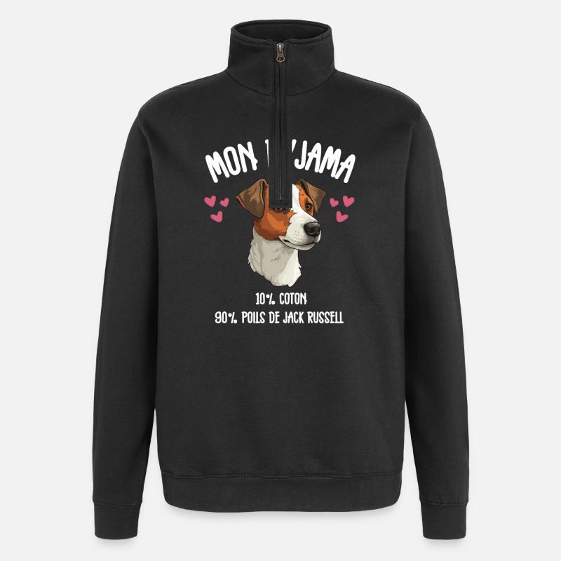 Pyjama Chien Jack Russell Humour - Sweat à zip 1/4 - noir
