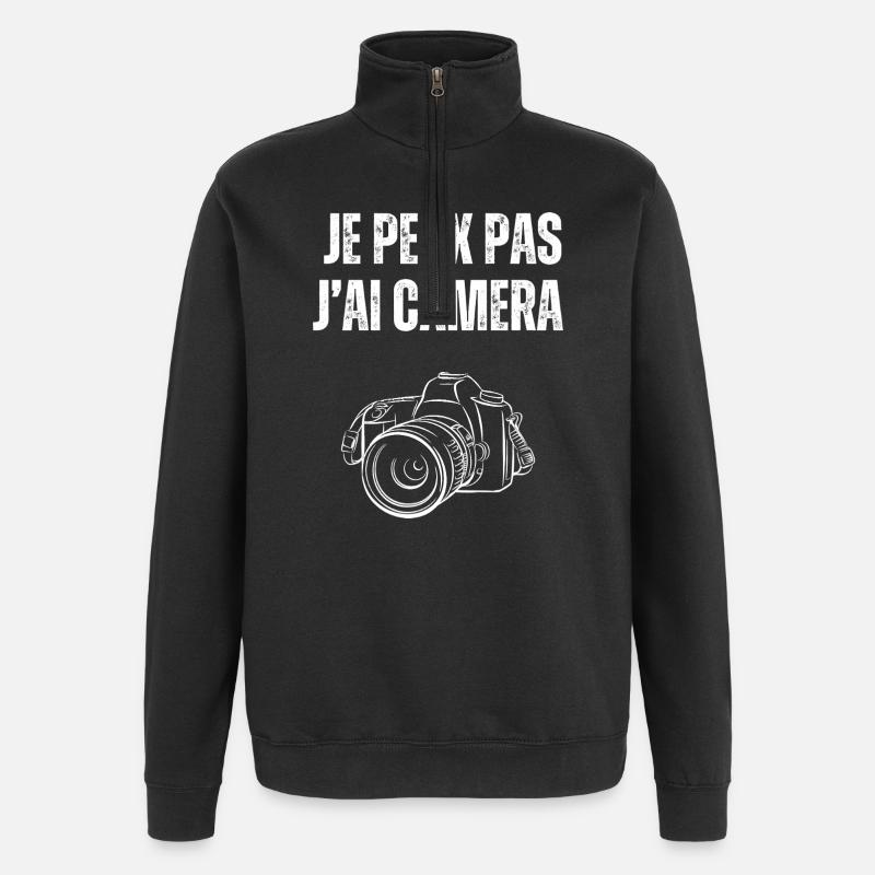 Je peux pas j'ai caméra - Sweat à zip 1/4 - noir