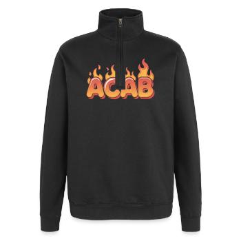 ACAB – Anti-Cops-Tee - Quarter-Zip-Sweatshirt - Schwarz - Vorne - AI Model Female 172 light (172cm) & AI Model Male 178 dark (178cm)