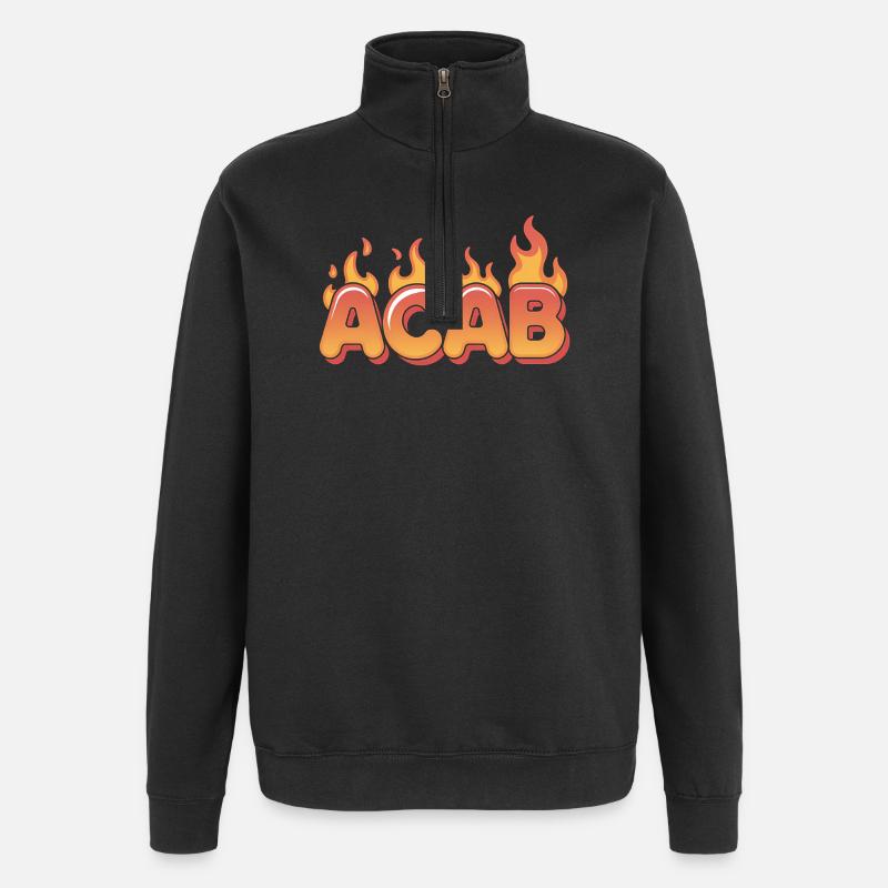 ACAB - T-shirt Anti-Cops - Sweat à zip 1/4 - noir