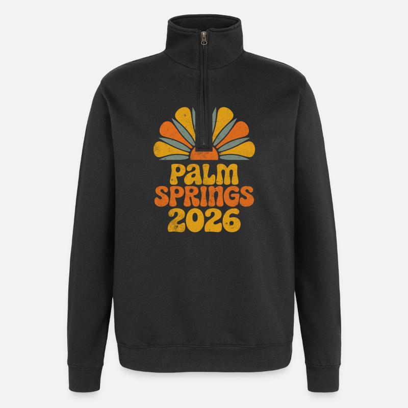 Palm Springs 2026 Rétro Sunburst - Sweat à zip 1/4 - noir