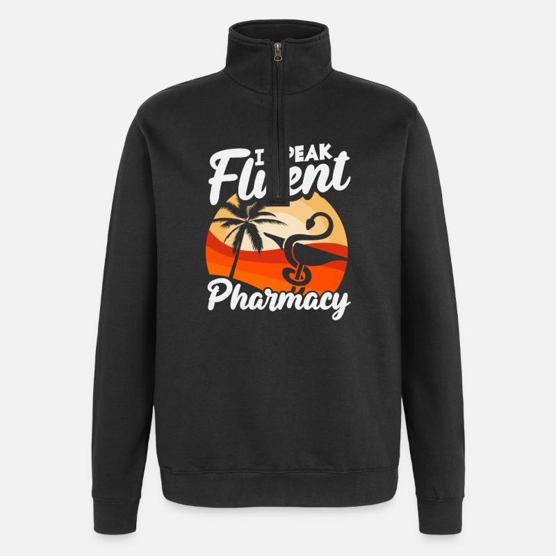 Apotheker Sprechen Fließend Pharmazietechniker - Quarter-Zip-Sweatshirt - Schwarz
