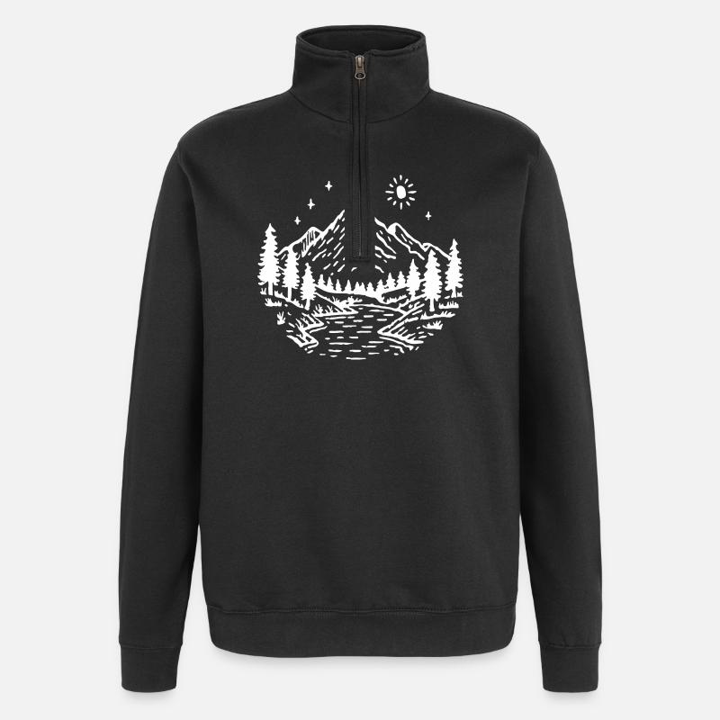 Berge Landschaft Wald - Quarter-Zip-Sweatshirt - Schwarz