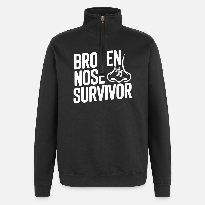 Broken Nose Survivor - Quarter-Zip Sweatshirt - black