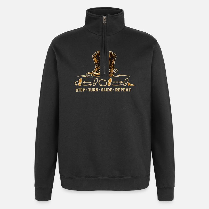 Line Dance Steps Boots - Quarter-Zip Sweatshirt - black