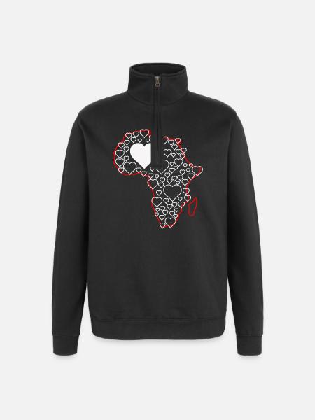 Africa Heart Pattern: Love Continents - Quarter-Zip Sweatshirt - black