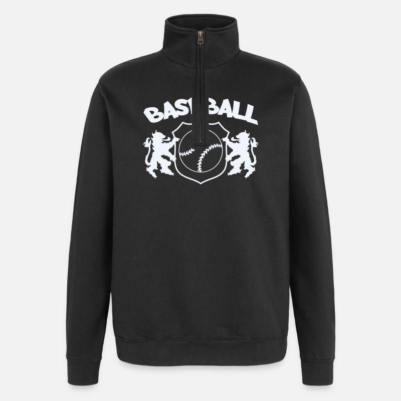 Baseball Wappen - Quarter-Zip-Sweatshirt - Schwarz