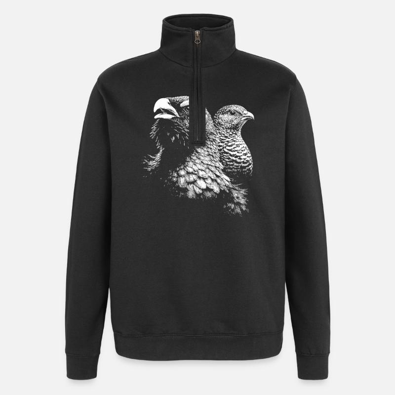 Auerhuhn und Weibchen - Quarter-Zip-Sweatshirt - Schwarz