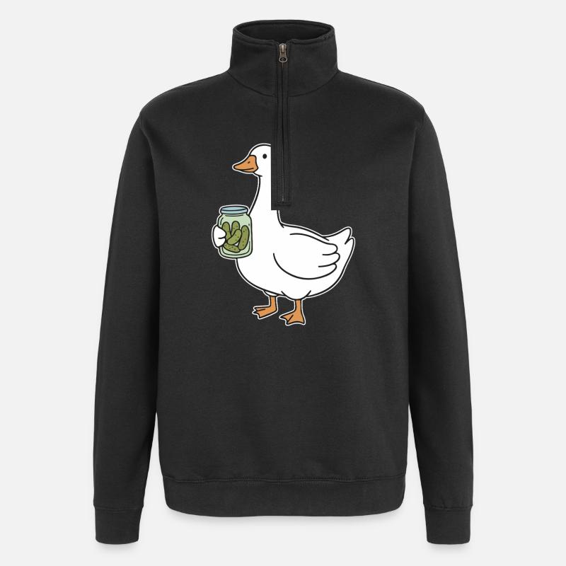 Ente mit Einmachglas Gurken - Quarter-Zip-Sweatshirt - Schwarz