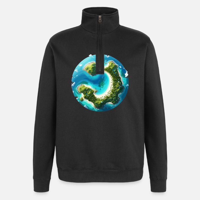 Île circulaire tropicale dans l’océan - Sweat à zip 1/4 - noir