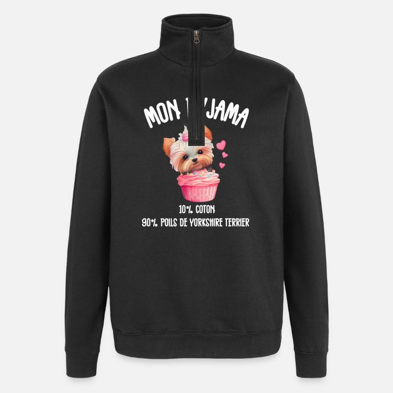 Pyjama Chien Yorkshire Drôle  - Sweat à zip 1/4 - noir