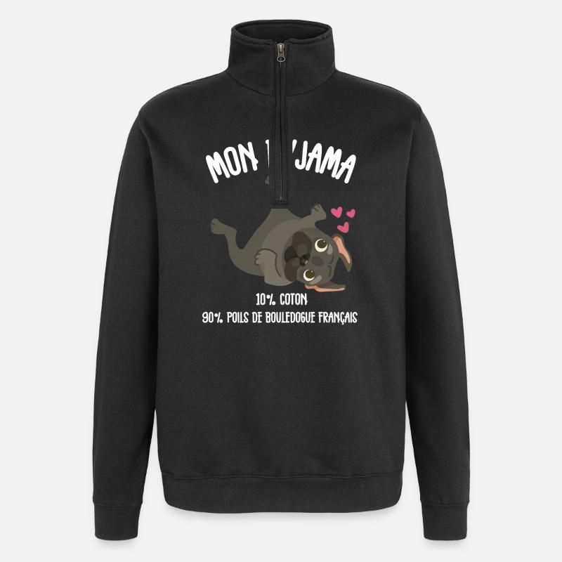 Pyjama Chien Bouledogue Français Humour - Sweat à zip 1/4 - noir