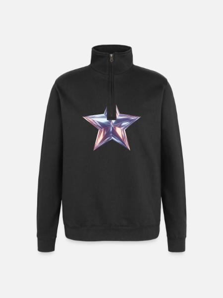 Metallstern Purpurglanz - Quarter-Zip-Sweatshirt - Schwarz