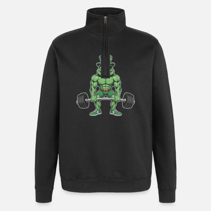 Leprechaun Frog Strength Training - Quarter-Zip Sweatshirt - black