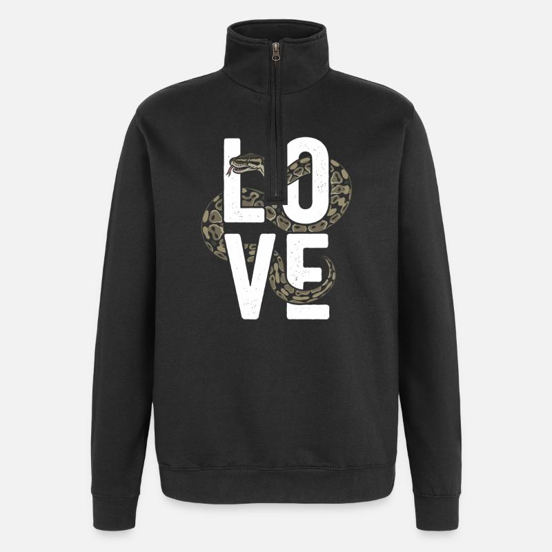 Königspython Schlangen LOVE Terrarium Python - Quarter-Zip-Sweatshirt - Schwarz