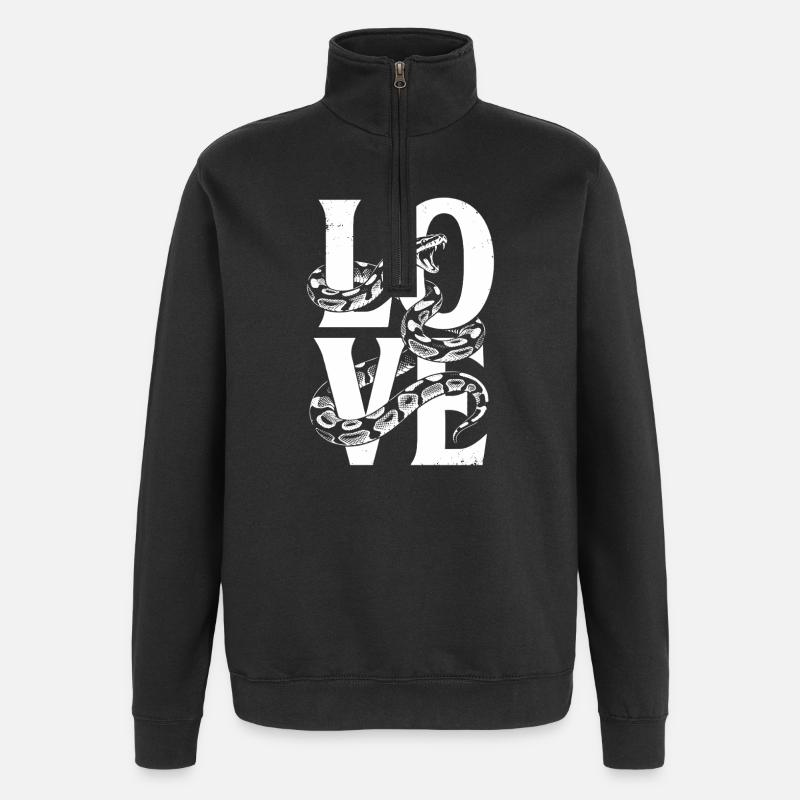 Königspython Schlangen LOVE Terrarium Python - Quarter-Zip-Sweatshirt - Schwarz