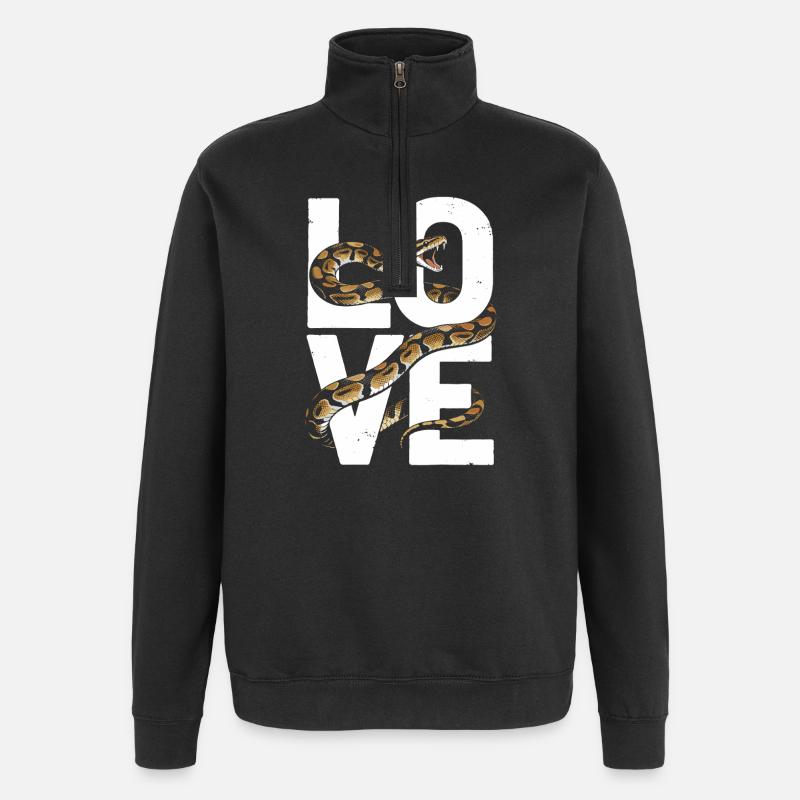 Königspython Schlangen LOVE Terrarium Python - Quarter-Zip-Sweatshirt - Schwarz