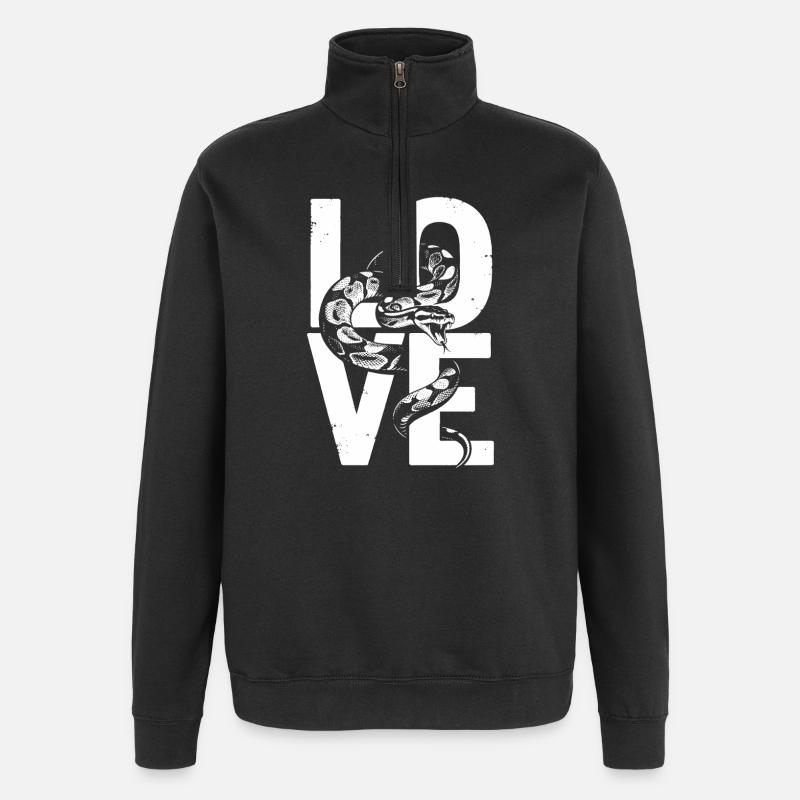 Königspython Schlangen LOVE Terrarium Python - Quarter-Zip-Sweatshirt - Schwarz