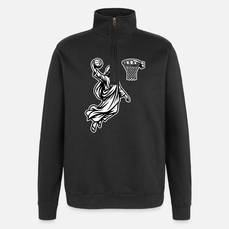 Dunking Jesus - Basket drôle - Sweat à zip 1/4 - noir