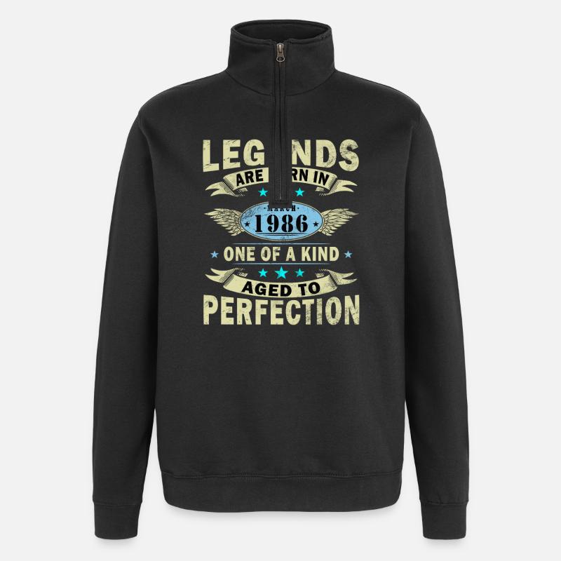 Légende depuis mars 1986 - Sweat à zip 1/4 - noir