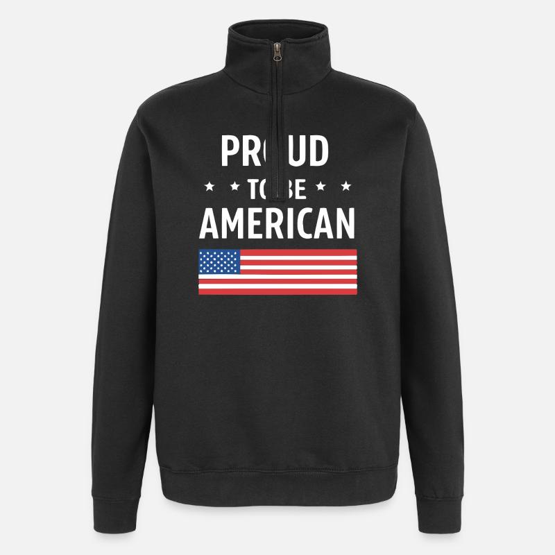 American Pride with US Flag - Quarter-Zip Sweatshirt - black