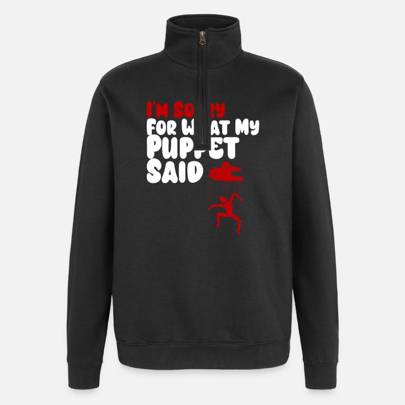 Puppet Confession on Strings - Quarter-Zip Sweatshirt - black
