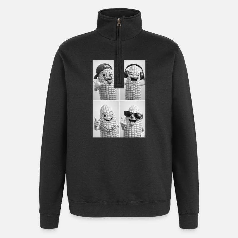 Maïs - Sweat à zip 1/4 - noir