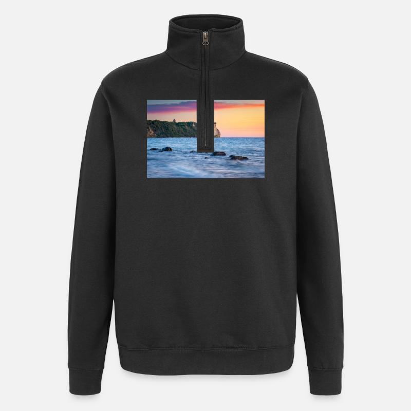 Lever de soleil au cap Arkona - Sweat à zip 1/4 - noir