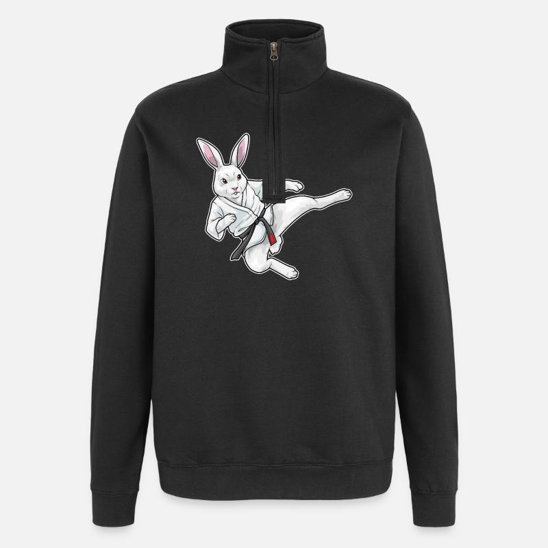 Rabbit Karate Martial Arts - Quarter-Zip Sweatshirt - black