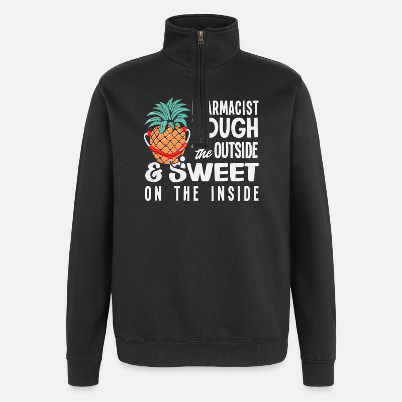 Pineapple apoteker, søde, hård apotek - Sweatshirt med 1/4 lynlås - sort