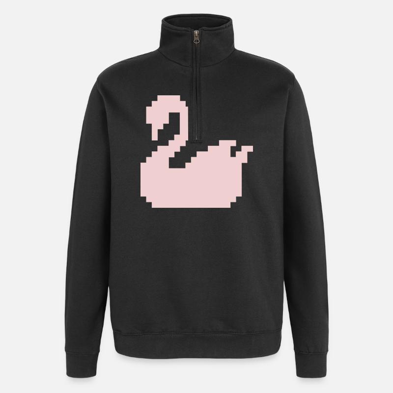 Silhouette rose Pixel Swan - Sweat à zip 1/4 - noir