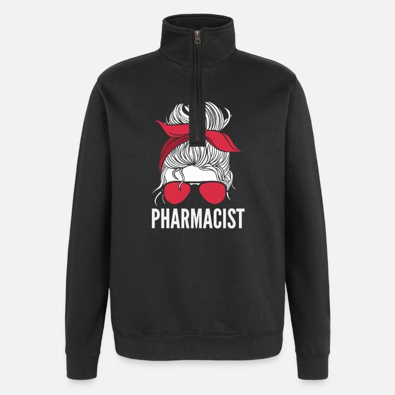 Messy Bun Pharmacist Pharmacist - Quarter-Zip Sweatshirt - black