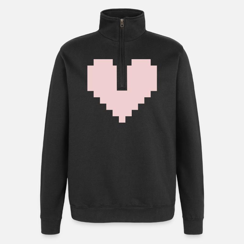 Pixel Pink Herz - Quarter-Zip-Sweatshirt - Schwarz