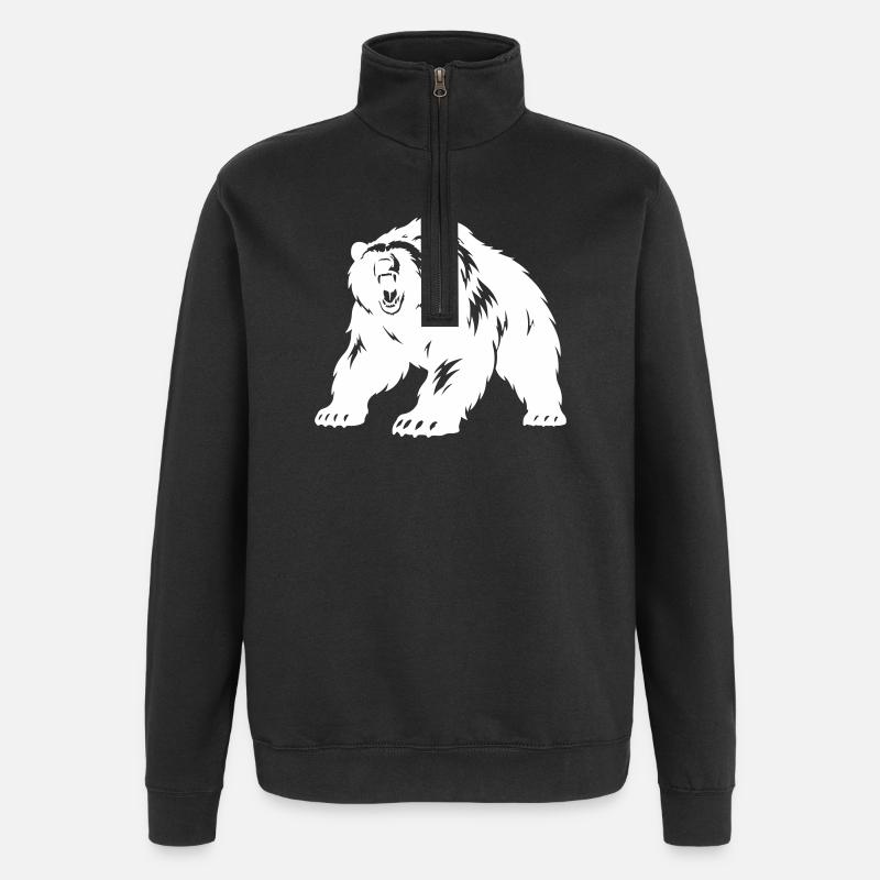 Grizzly Bear Silhouette - Quarter-Zip Sweatshirt - black